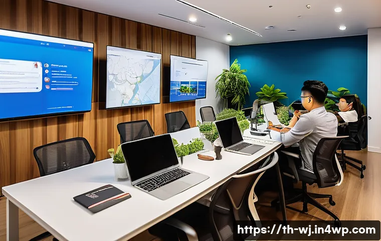 브랜드 스토리텔링의 창의적 접근 방법 - A warm and inviting digital marketing team workshop in a modern Bangkok office, featuring diverse Th...