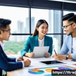 스토리로 소비자와 소통하는 방법 - A vibrant digital marketing team in a modern Bangkok office, brainstorming brand storytelling strate...