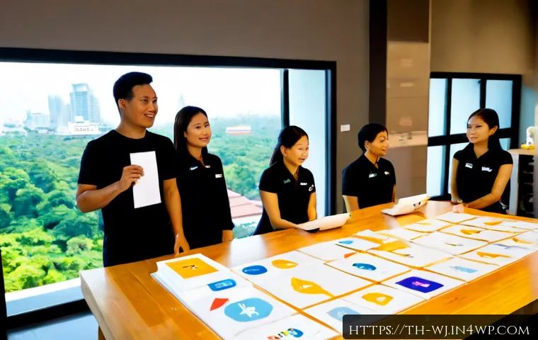 Home 29 브랜드 스토리텔링을 통한 마케팅 전략 수립 - Photorealistic Thai marketing team in a modern Bangkok creative studio, diverse professionals gather...