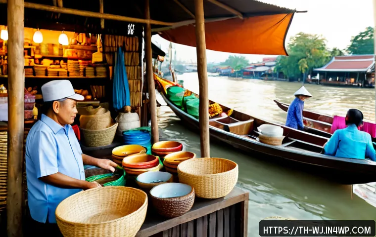 Home 17 브랜드 스토리텔링의 변천사 - Photorealistic editorial scene illustrating the early era of brand storytelling in Thailand: a tradi...